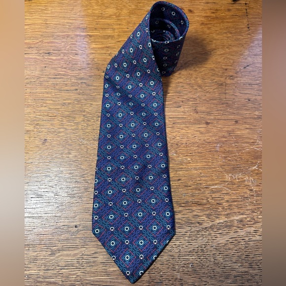 Christian Dior Monsieur Navy Blue Red Abstract Silk Tie - Picture 1 of 5